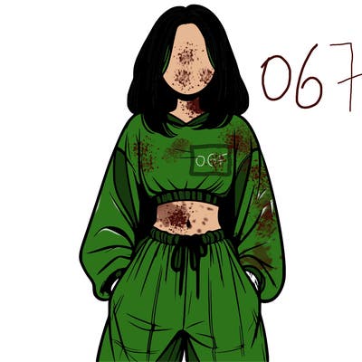 realistic girl faceless with baggy pants and a crop top