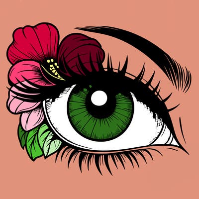 realistic eye with flower