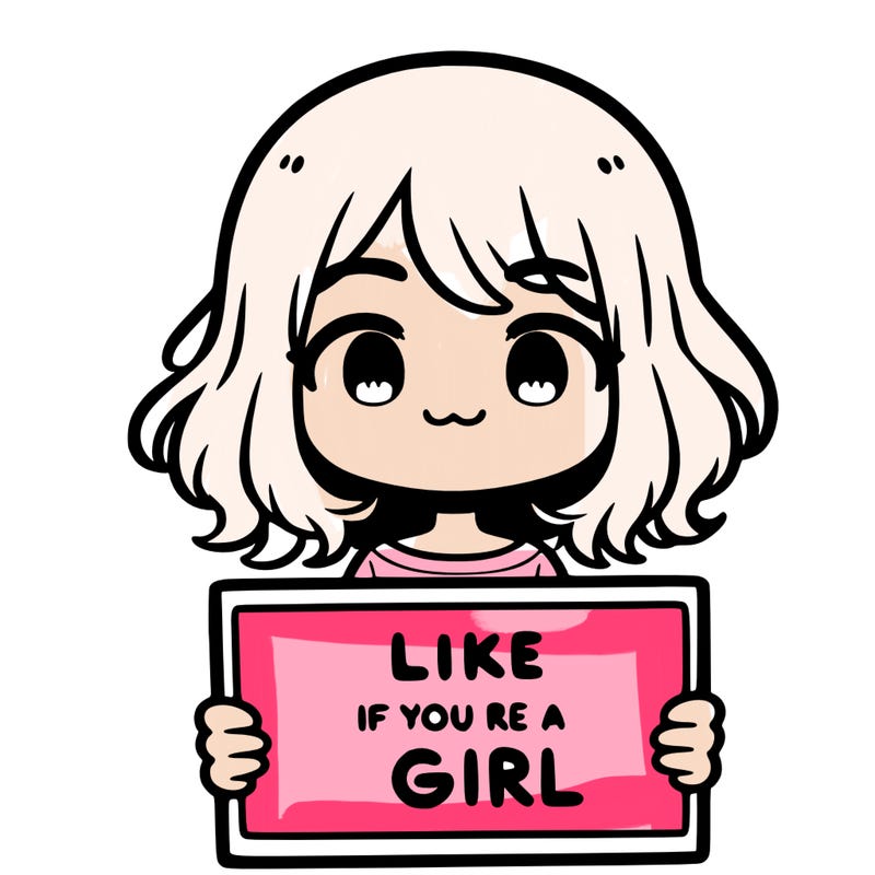 a cute girl holding a sign that says like if you’re a girl