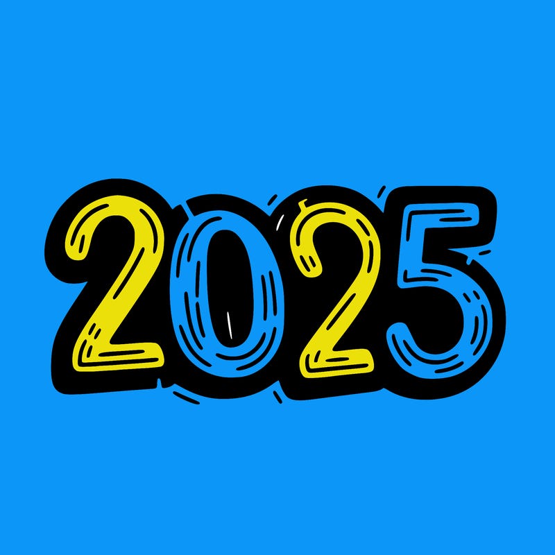 one line scrawled numbers sketch design “2025”