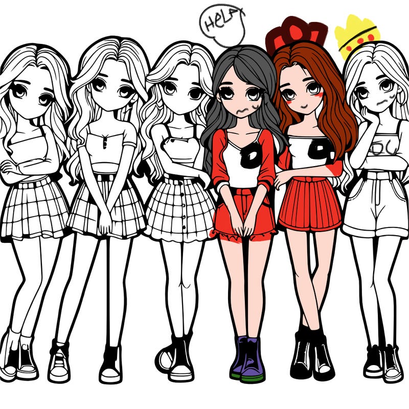 a group of girls realistic