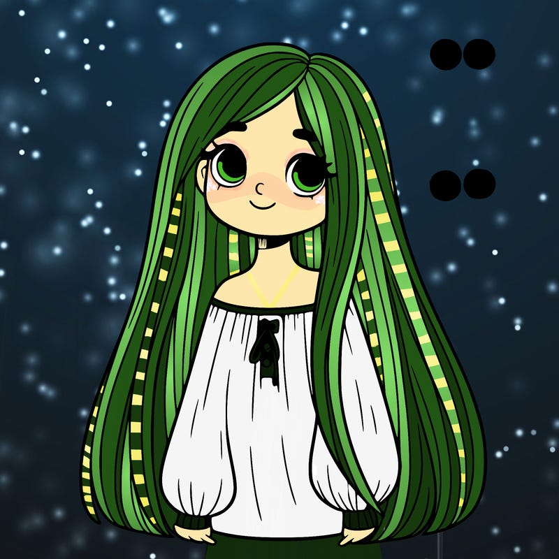 girl with very long straight hair and blouse