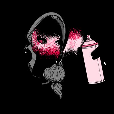 a realistic girl, spray painting