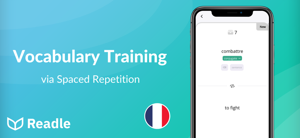 Readle app vocabulary training with spaced repetition flashcards