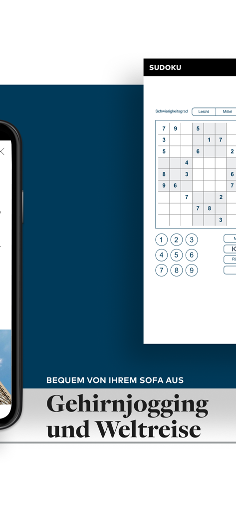 Puzzle de sudoku digital para entrenamiento mental en la aplicación WELT Edition