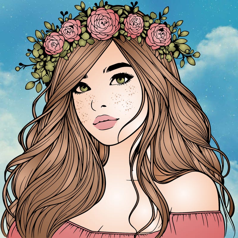 realistic girl with flower crown