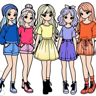 a group of five girls