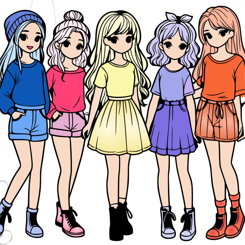 a group of five girls