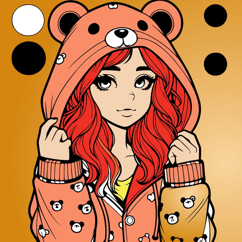 realistic girl in a animal pjs hoodie