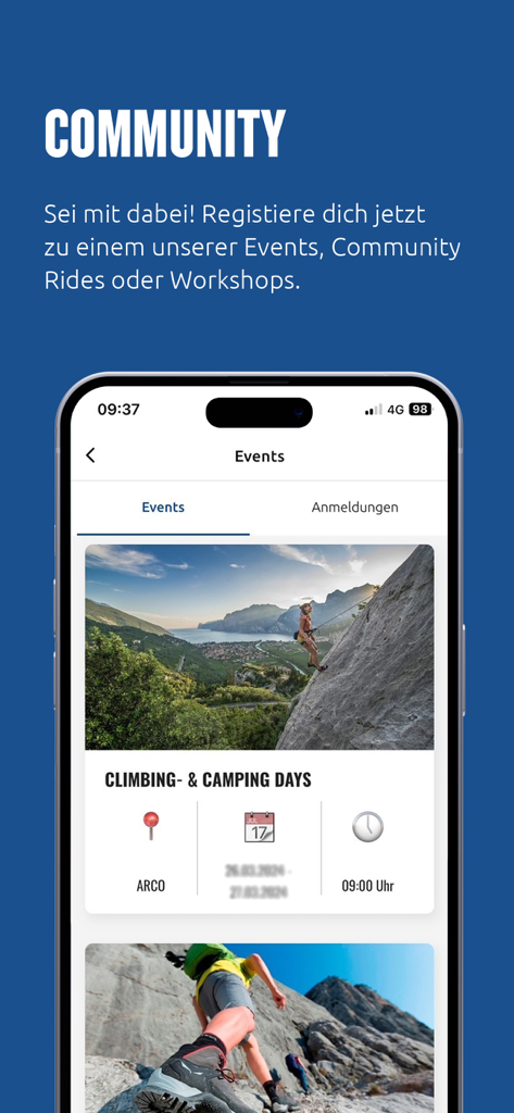 Sportler App - Sportler App screen showcasing outdoor community events and workshops