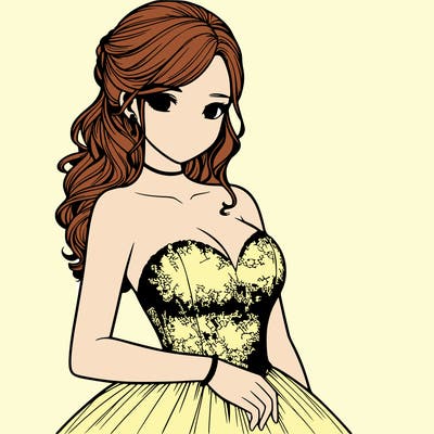 realistic girl in prom dress