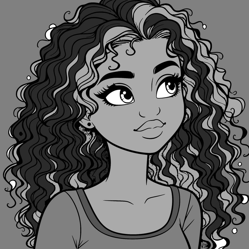 realistic girl with curly hair