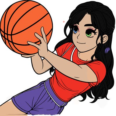 realistic girl playing basketball