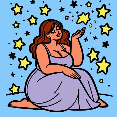 plus size woman looking at stars