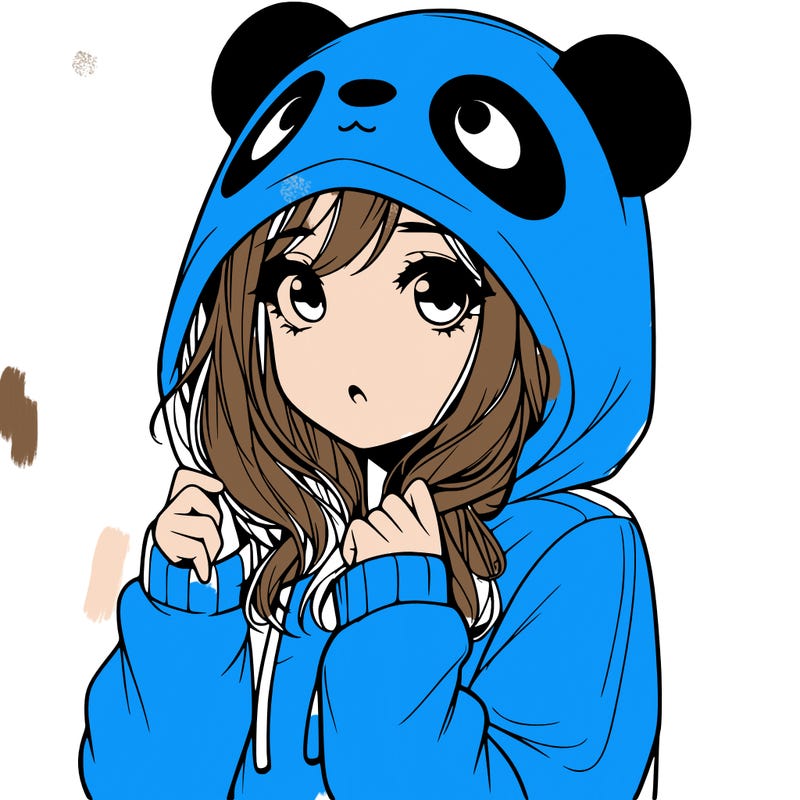 realistic girl in panda hoodie