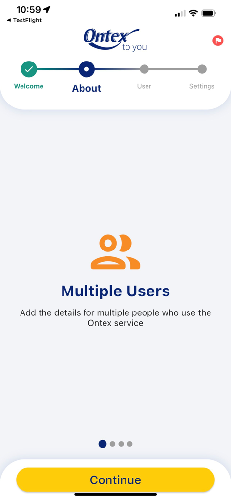Ontex to you - Ontex to you app screen showing the option to add details for multiple users.