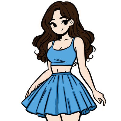 woman in a skirt and crop top