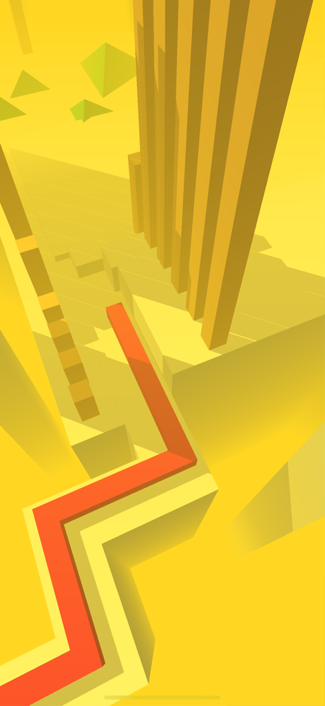 Dancing Line - Music Game - Uma linha vermelha navegando por um ambiente de deserto geométrico dourado no jogo musical Dancing Line