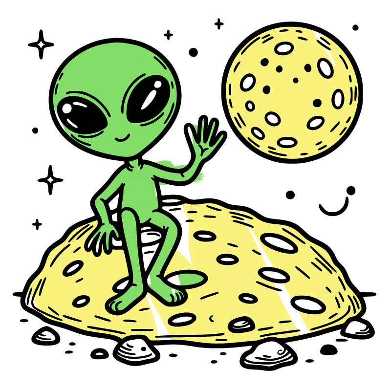 space alien on the moon