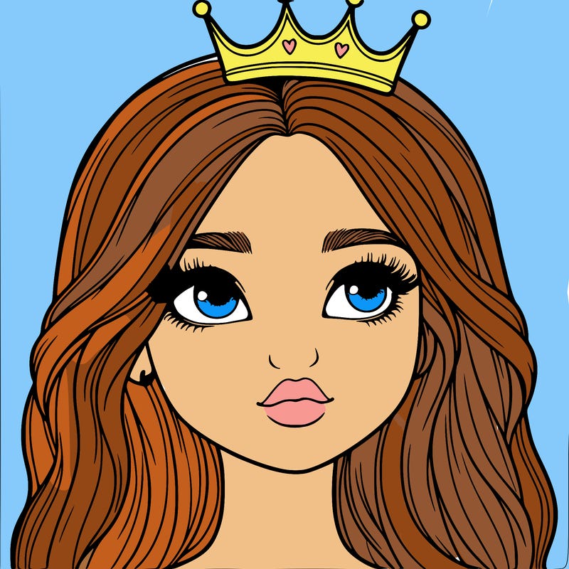 a realistic girl with a crown on