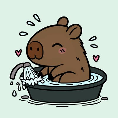 capybara taking a bath