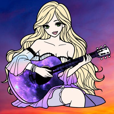 beautiful girl playing the guitar