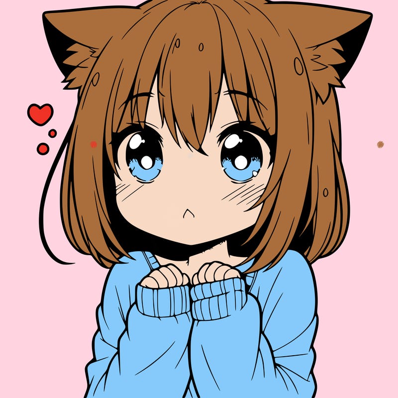 shy anime catgirl