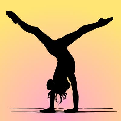 realistic gymnastic hand stand girl in four splits