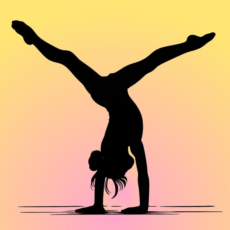 realistic gymnastic hand stand girl in four splits