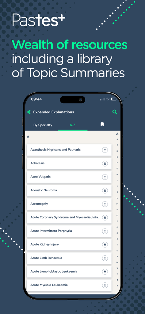 Pastest - A library of medical topic summaries in the Pastest app with offline download options