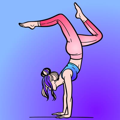 a woman doing a handstand