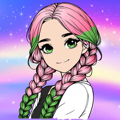 realistic girl with braids