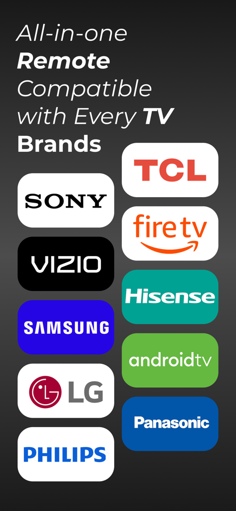List of compatible Smart TV brands for the universal remote app