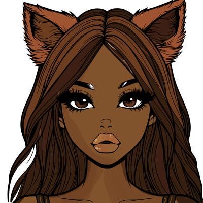 realistic girl with fox ears and realistic lips