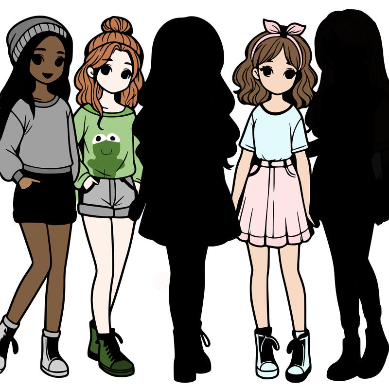 a group of five girls