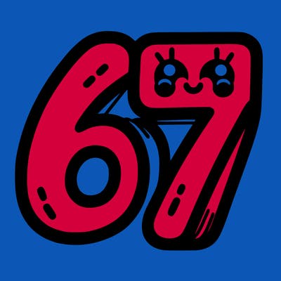 the numbers 67
