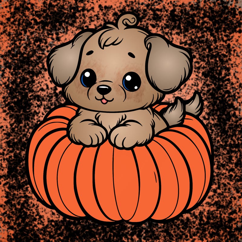 cute little puppy in a pumpkin