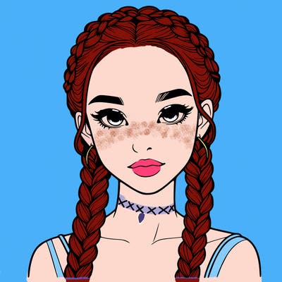 realistic girl with braids
