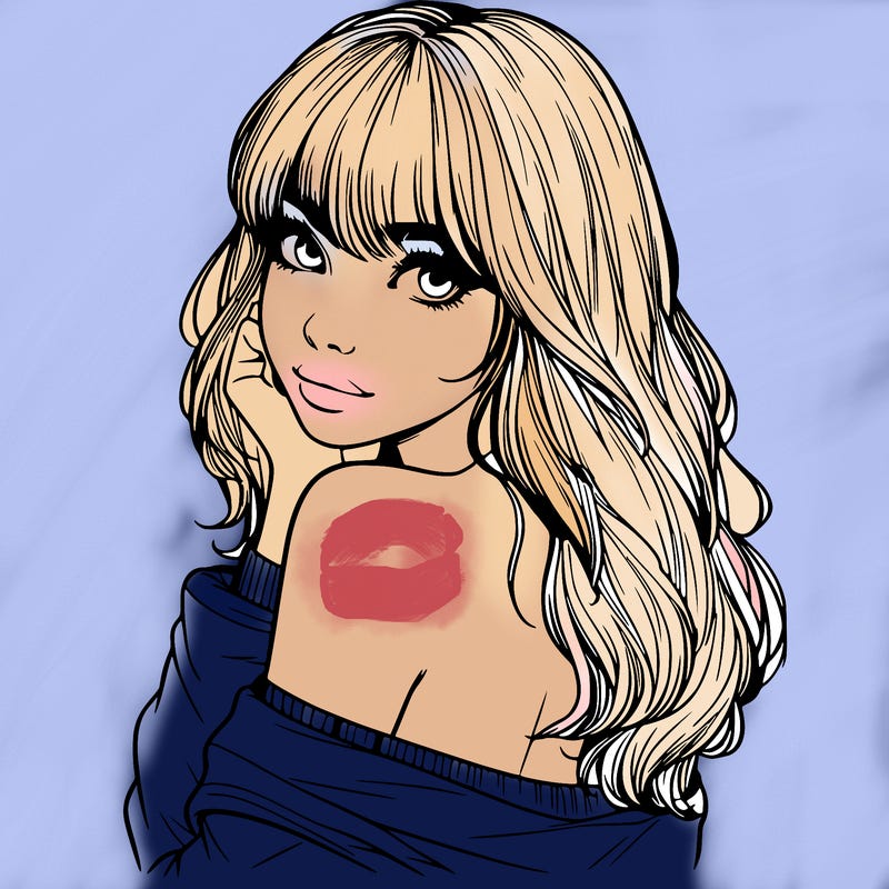 realistic girl with bangs looking over her shoulder