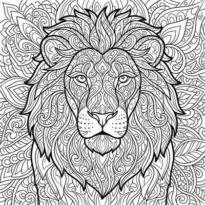 Dive into the majestic world of this African lion, reimagined through the intricate beauty of Zentangle patterns. This unique coloring page offers a deeply engaging and meditative artistic escape for all ages.
