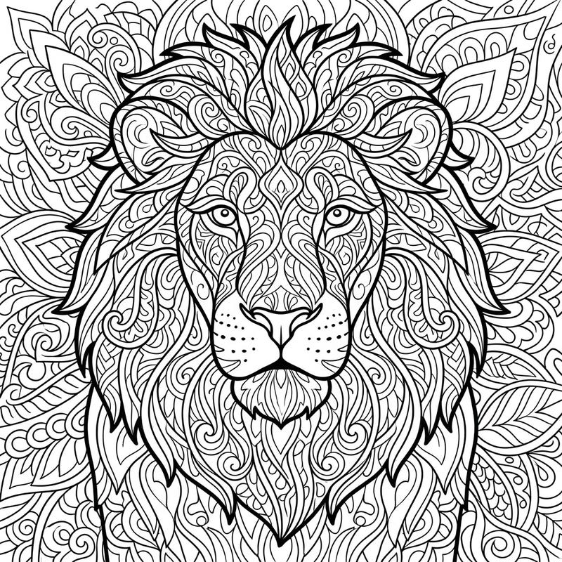 Dive into the majestic world of this African lion, reimagined through the intricate beauty of Zentangle patterns. This unique coloring page offers a deeply engaging and meditative artistic escape for all ages.