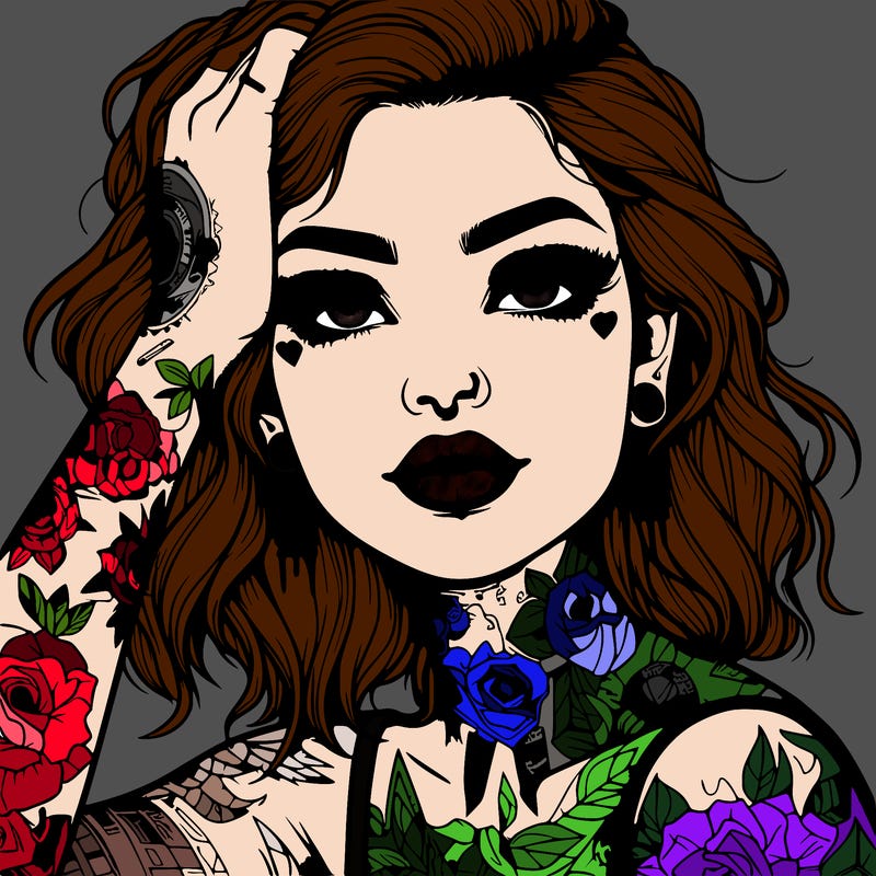 realistic girl with tattoos all over