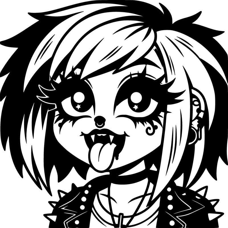 goth with tongue out