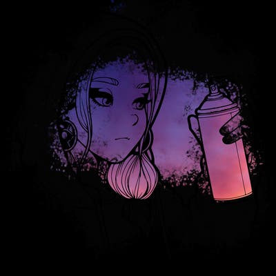 a realistic girl, spray painting