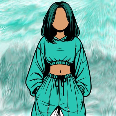 realistic girl faceless with baggy pants and a crop top