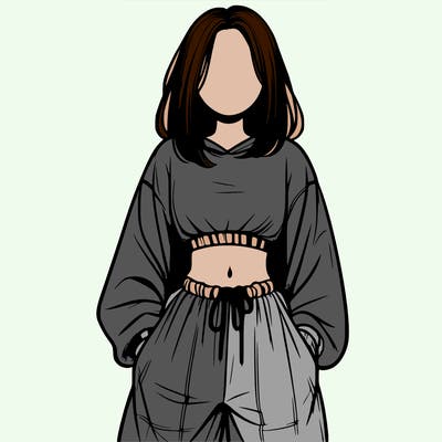 realistic girl faceless with baggy pants and a crop top