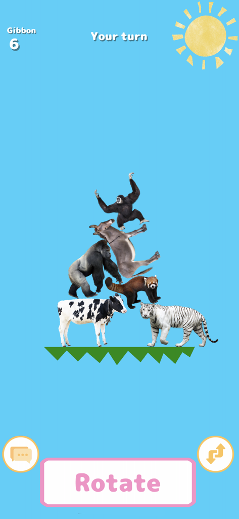 AnimalTower Battle - Realistic animals stacked on a platform in Animal Tower Battle game