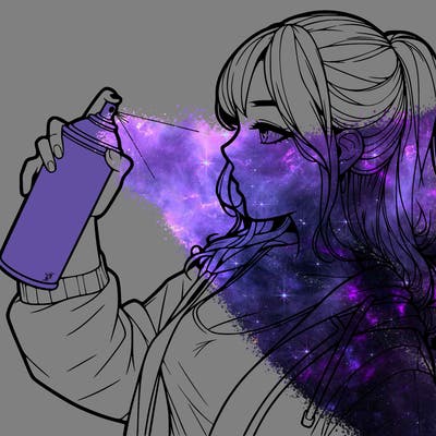 a realistic girl spray, painting