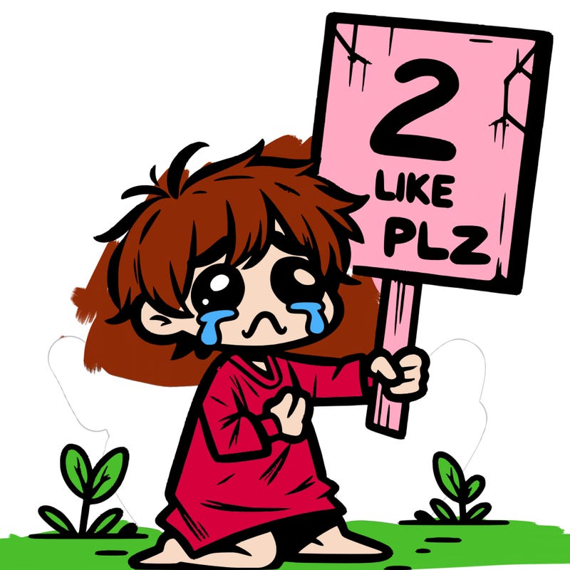 small poor toddler crying with sign that says 2 like plz