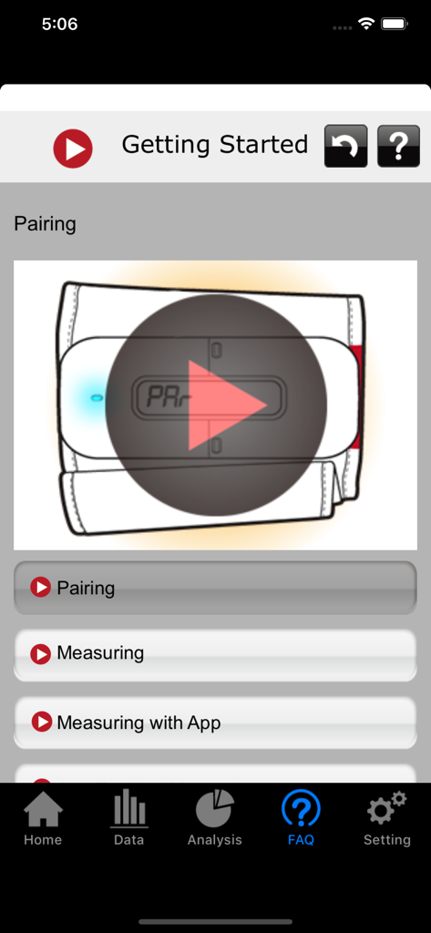 L'écran de démarrage de l'application iFORA BP présente des tutoriels vidéo pour l'appairage et la mesure de la pression artérielle.